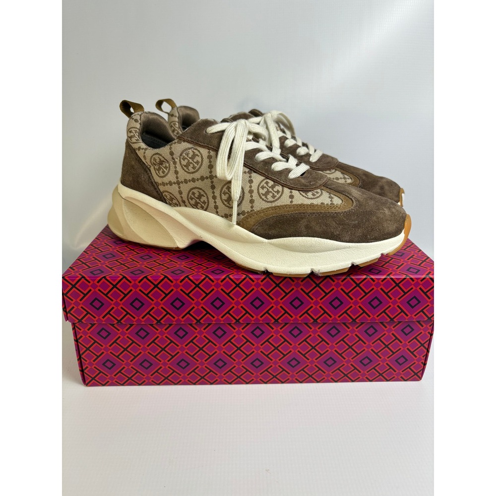 Tory Burch T Monogram Good Luck Trainer Hazel Suede Sneakers 87331 Size 11